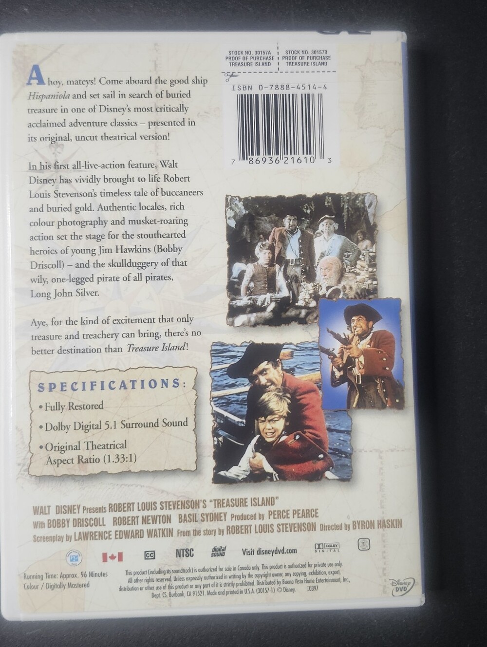🏴☠️ Disney’s Treasure Island DVD Original Classic Movie 🏝️ - Picture 5 of 6